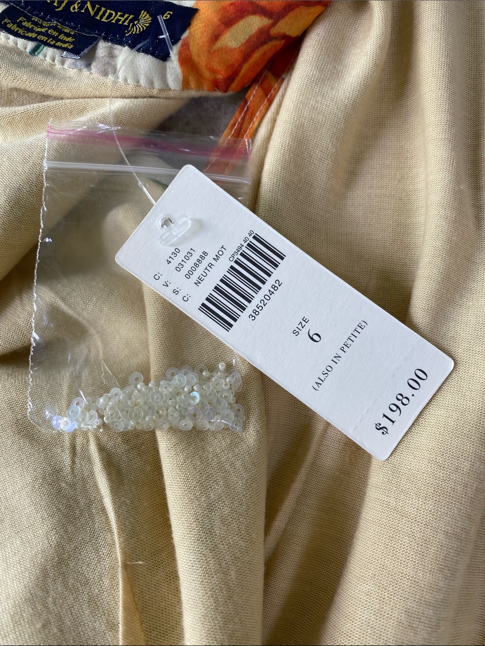Anthropologie Pankaj & Nidhi Butterfly Garden Beaded Midi Dress NWT 6 - Picture 9 of 15